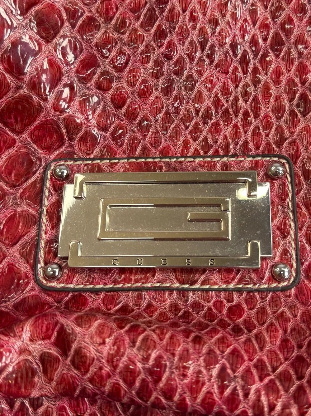 NWT GUESS Red Snake-Embossed Hobo Bag
